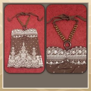 Cream and brown halter top